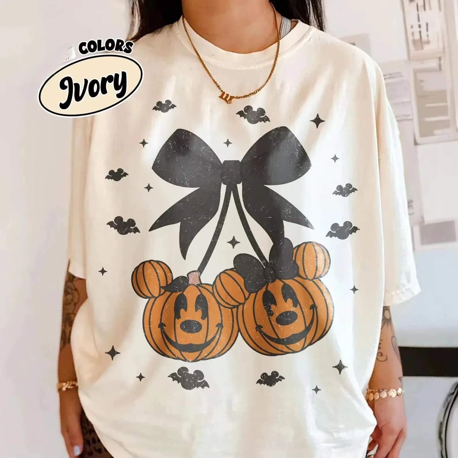 2026 Halloween New Family Clothing Cotton T-shirt Pumpkin Mouse Printed T-shirt Men's/Women's Holiday Leisure T-shirt Kids Shirt