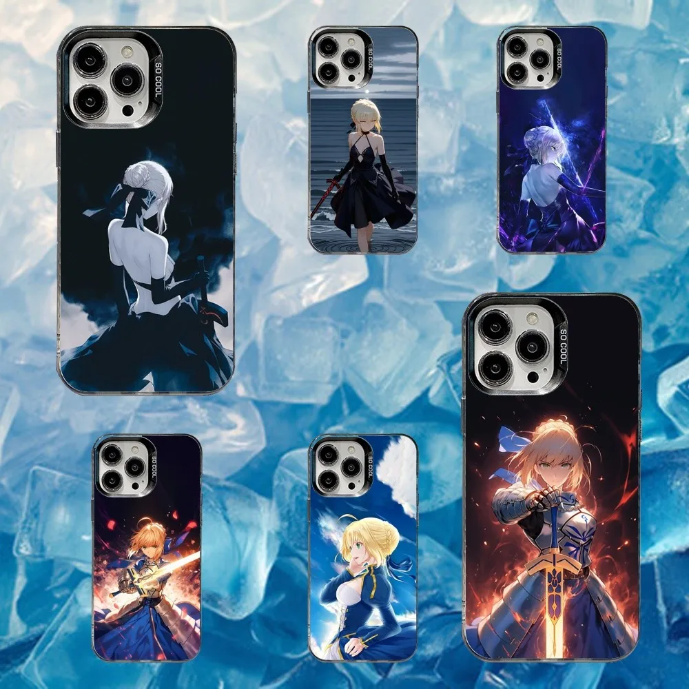 

A-Artoria S-Saber Anime Phone Case For iPhone 16,15,14,13,12,11,Mini,Pro,SE,MAX White Matte Shockproof Cover