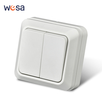 WESA White Wall Mount Switch Classic Flame Retardant Plastic Panel 2 Gang 1 Way Vintage Imitation Color Wall Switch 16A AC