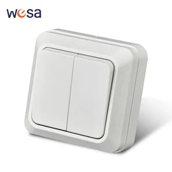 WESA White Wall Mount Switch Classic Flame Retardant Plastic Panel 2 Gang 1 Way Vintage Imitation Color Wall Switch 16A AC