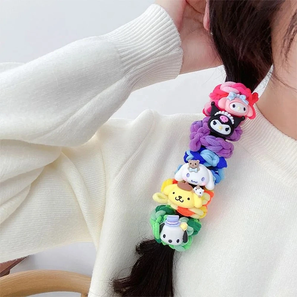 5 Pieces Set Sanrio Hello Kitty DIY Handcrafted Bracelet Y2k Girl Woven Hair Band Cinnamoroll Couple Bracelet Creative Gifts