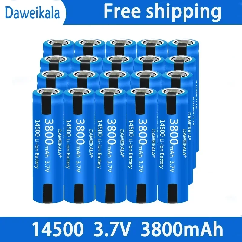 Hot 14500 battery 3.7V AA 3800mah lithium ion battery, with welding, for electric toothbrush, razor, barber rechargeable battery