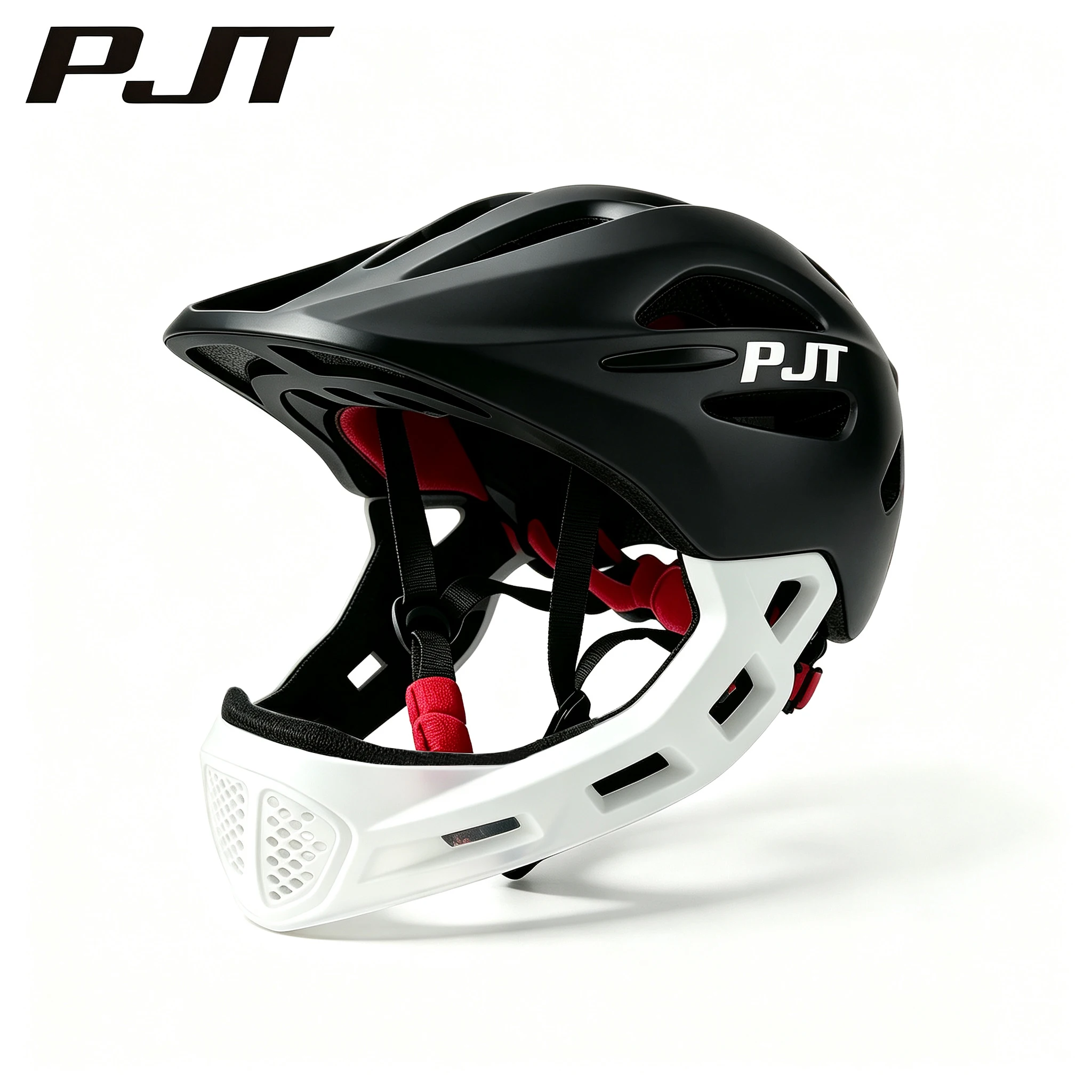 PJT Kids Detachable Full Face Bike Helmet Children's Sports MTB Cycling Helmet Skateboard Skating Bicycle Hat 49-55cm Helmets