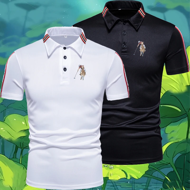 HDDHDHH Brand Print Summer men's slim fitting Polo shirt with a lapel collar, British shirt, short sleeved T-shirt, solid color