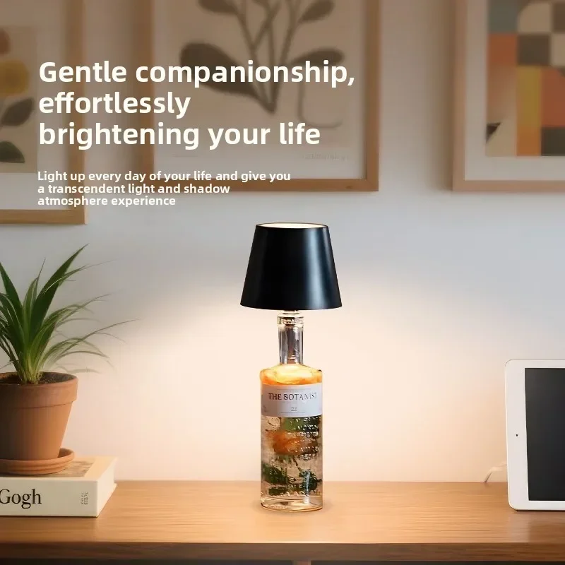 Wireless Touch Control Bottle Table Lamp with 3 Colors & Stepless Dimming, Ideal for Bar, Wine Bottle Decoration & Desk Lighting