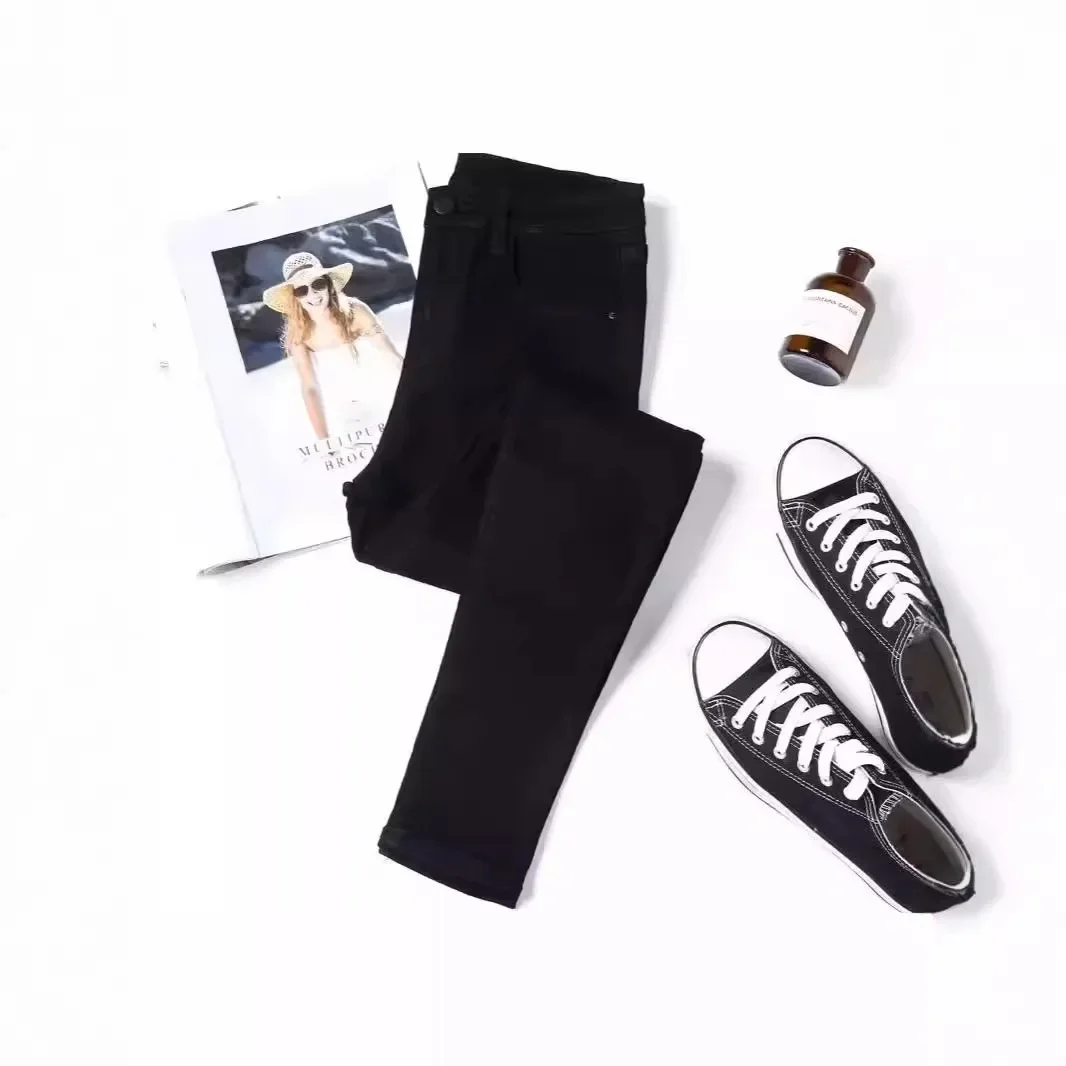 جينز جديد عالي الخصر للتخسيس من قماش الدنيم المطاطي للنساء لخريف وشتاء 2024 ملابس خارجية تنعيم صورة ظلية لك بنطلون نحيف #2