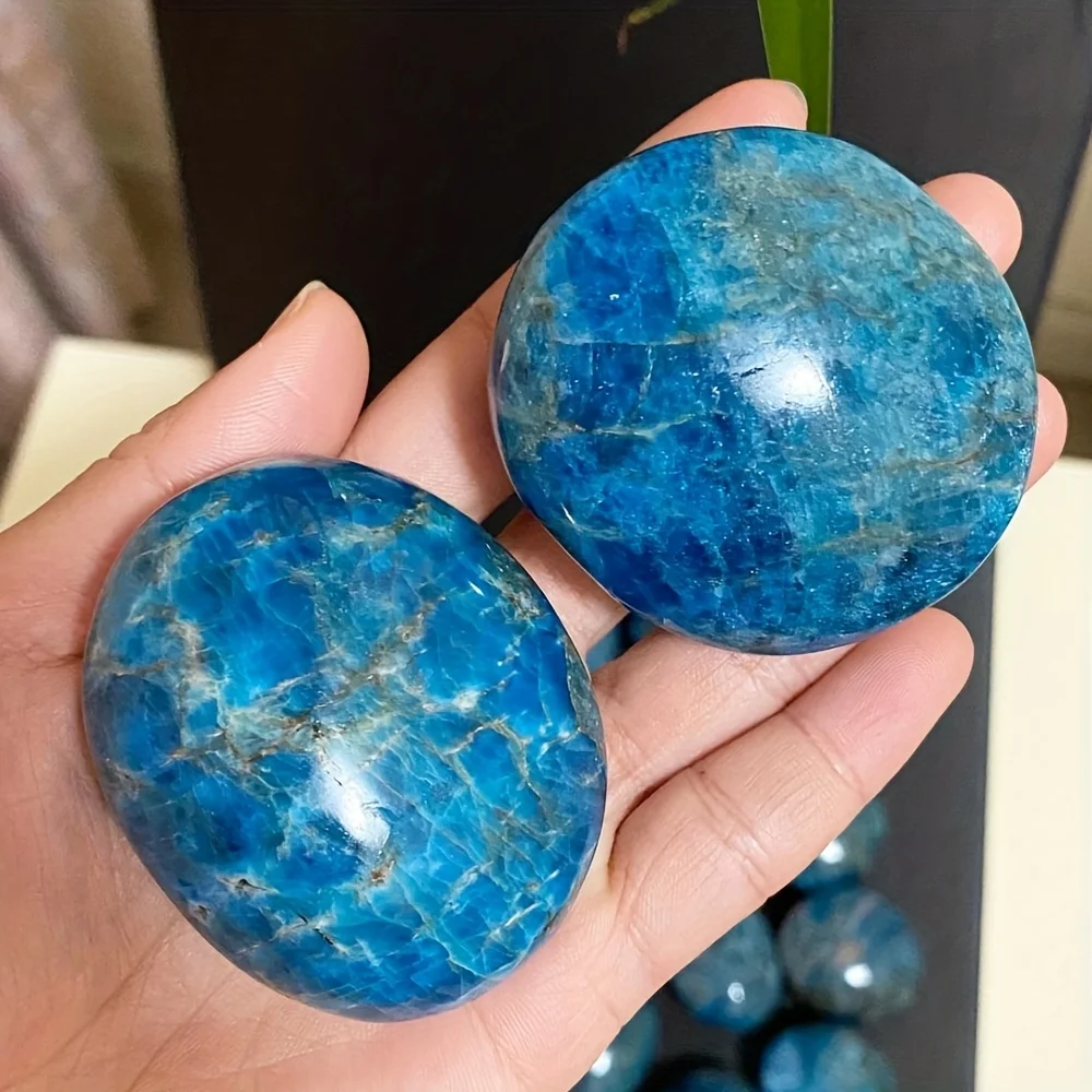 

Artificial Blue Moonstone Palmstone Bohe Style Polished Stone with Shimmering Effect Unique Collectible Stone for Home Decor
