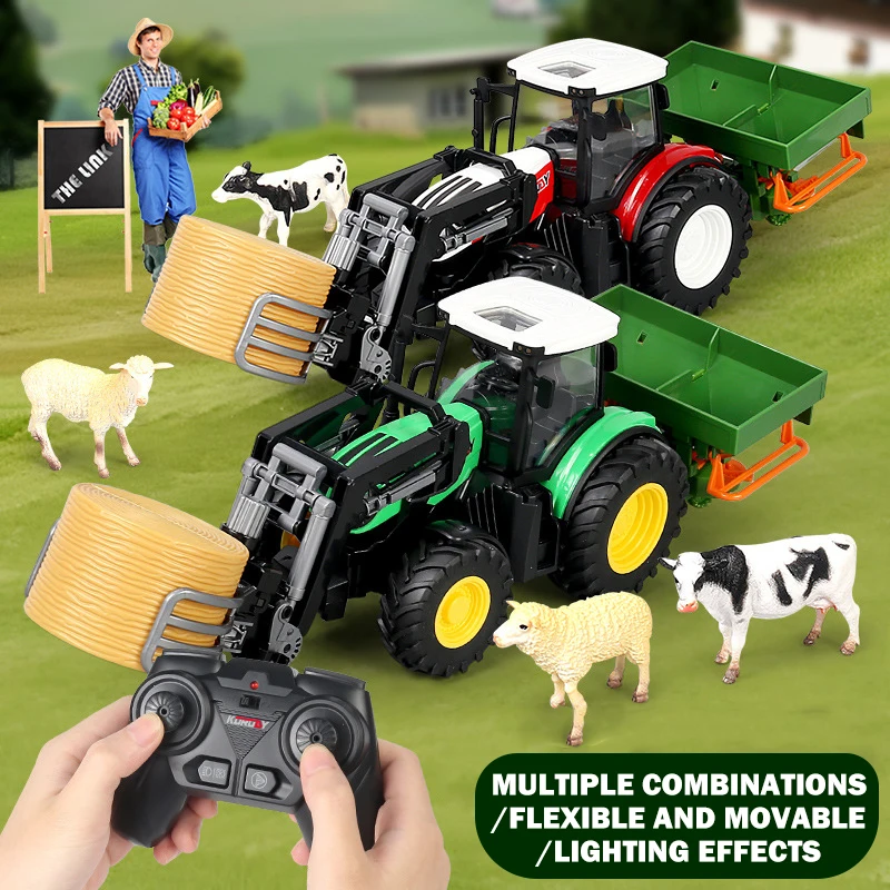 1/24 Scale RC Farmer Cars 2.4Ghz Remote Control Farm Tractor Toys Animal Model Agricultural Tool DIY Sets Children Gifts THELINK