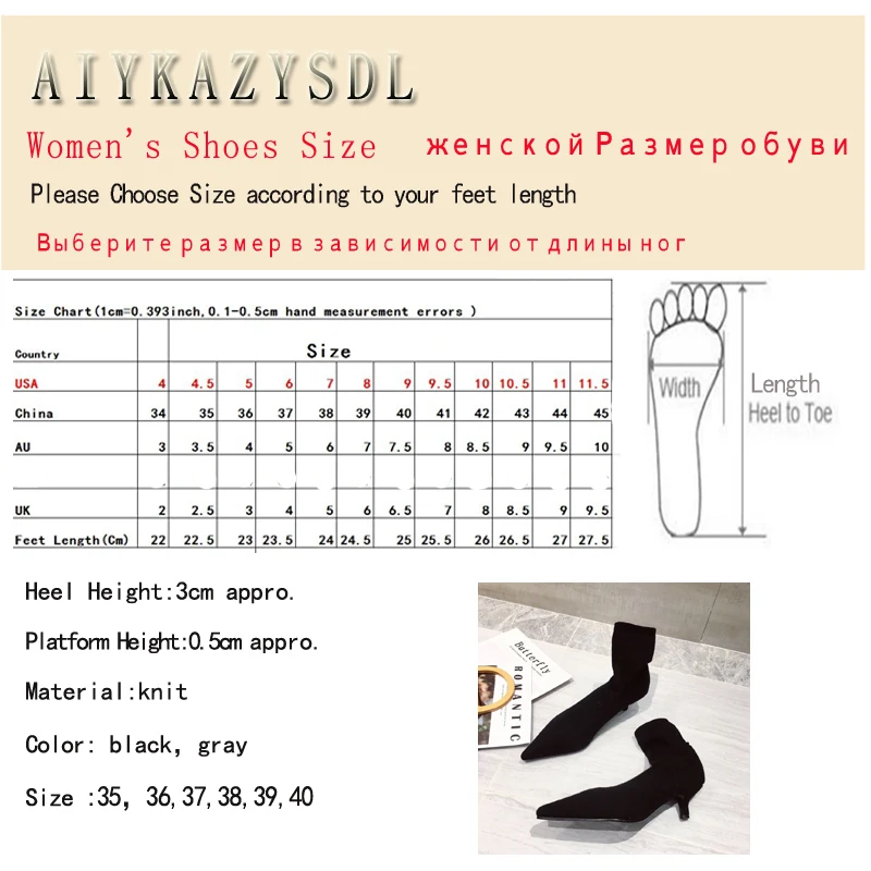AIYKAZYSDL 2024 Autumn Kitten Low Heel Ankle Boots Women Pointed Toe Slouchy Stretch Short Bootie OL Shoes Gray Sock Boots
