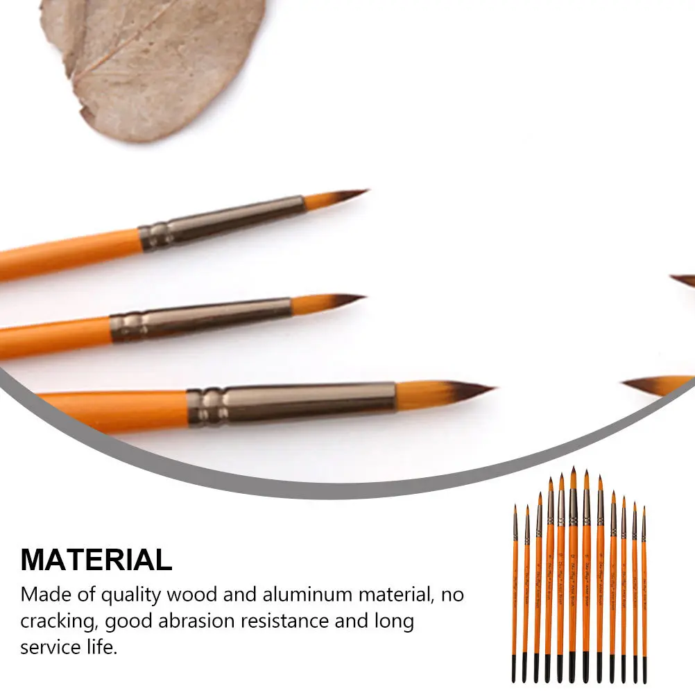 

12pcs Nylon Hair Paint Brushes For Watercolor Acrylic Oil Gouache Painting High-Grade Flexible Wood Handle Brush Set Art