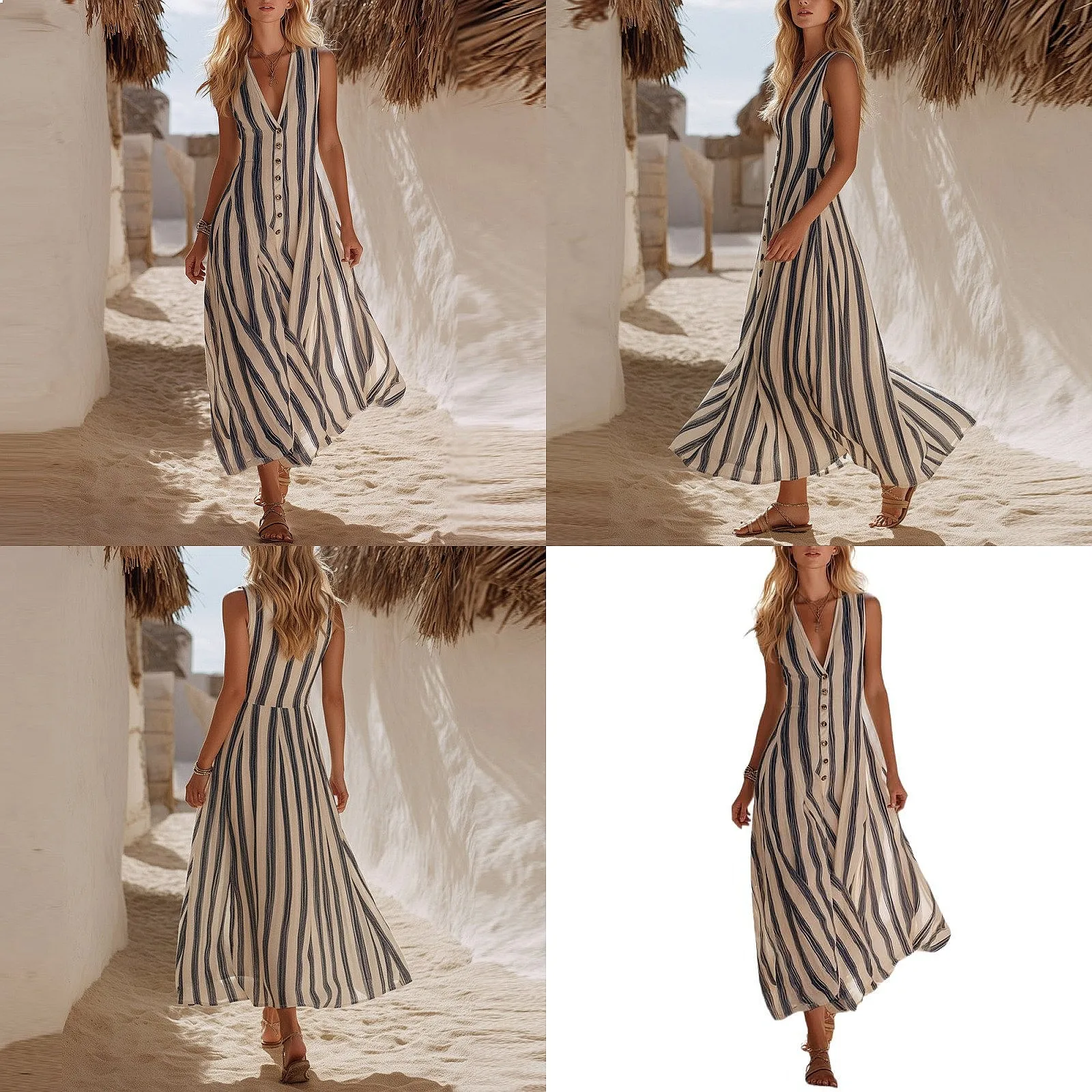 

High Neck Flowy Beach Boho Dress Dresses Spring Summer Maxi Evening Dress Jumpsuit Playsuit