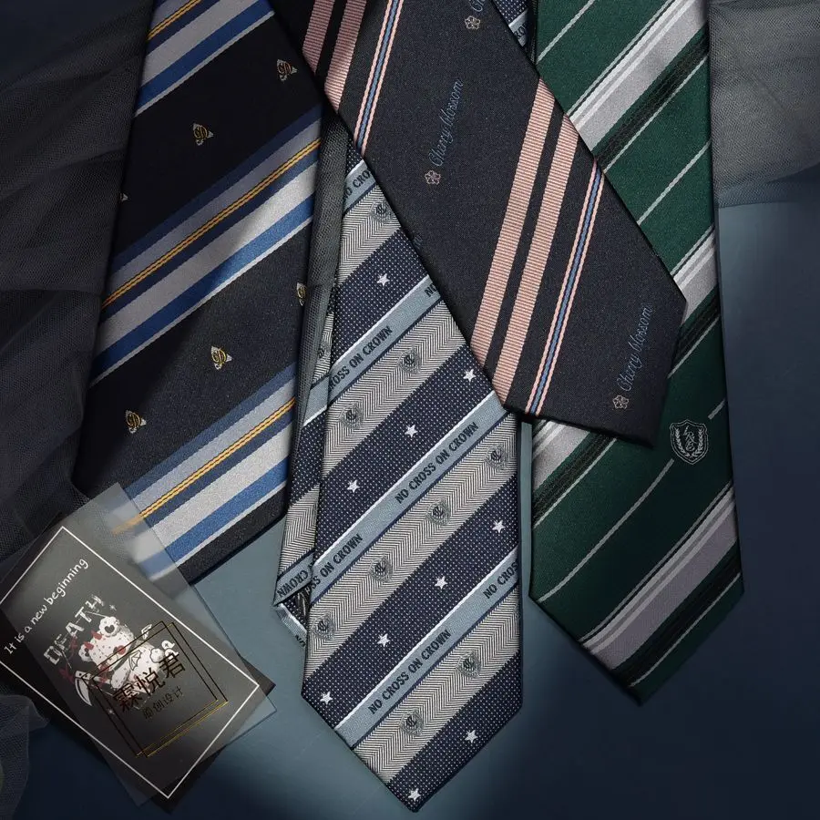 [Lin Yuejun] ネクタイ 女性用 JK 制服シャツ 男性用 DK カレッジスタイル カジュアル ブルー ファッション ストライプ