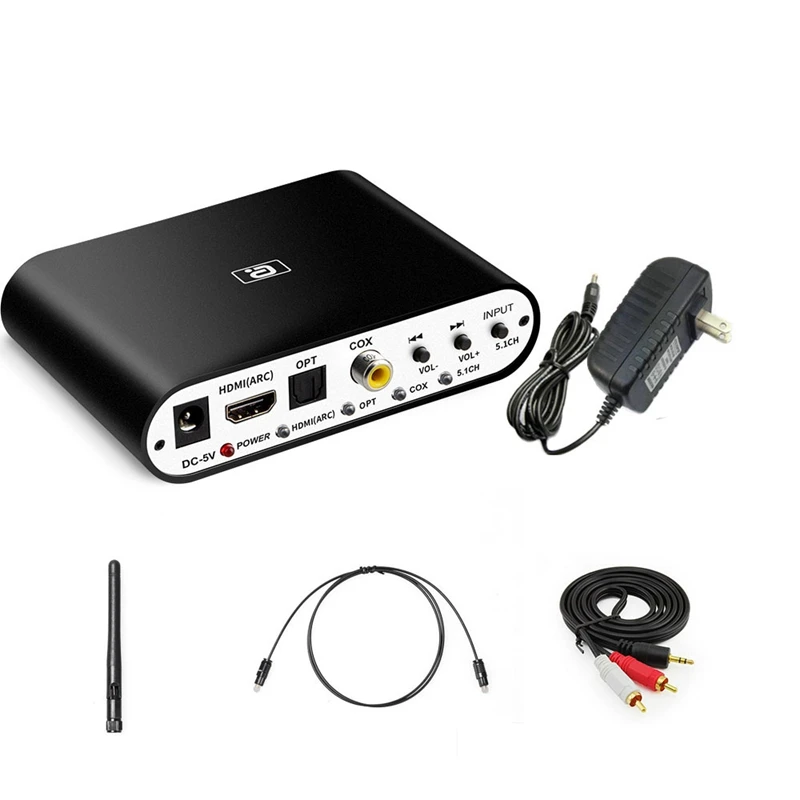 DA615H 5.1CH Audio Decoder Bluetooth 5.0 Receiver DAC Wireless Audio Adapter Optical Coaxial U Play ARC DAC DTS US Plug