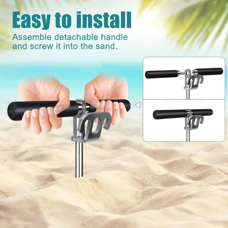 Stainless Steel Sand Anchor Screw Fixed Shallow Water Boat Anchor Portable Beach Mooring Accessory for Kayak Pontoon Boat