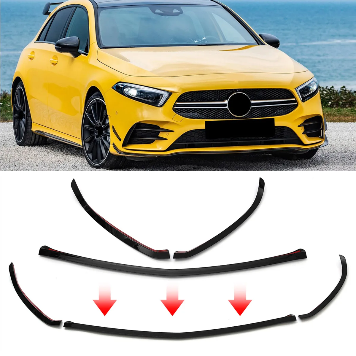 For Mercedes-benz A Class W177 A180 A200 A220 A250 for AMG 2019+ Car Front Lower Bumper Lip Splitter Canard Trim Car Decoration