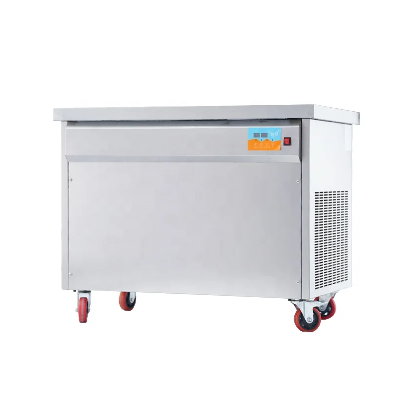 Satu piring komersial kualitas baik digulung mesin es krim lembut goreng dengan bagian standar mesin es krim goreng listrik