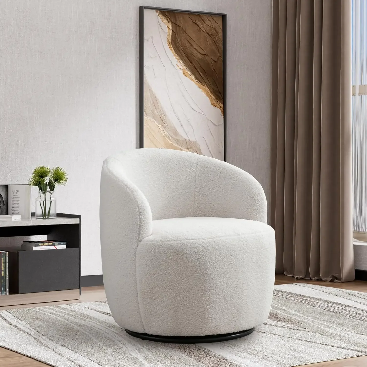 Swivel Chair,Swivel Barrel Chair,Swivel Accent Chair - Comfy Round 360° Teddy Swivel Chair for Living Room, Nursery, Bedroom, Of