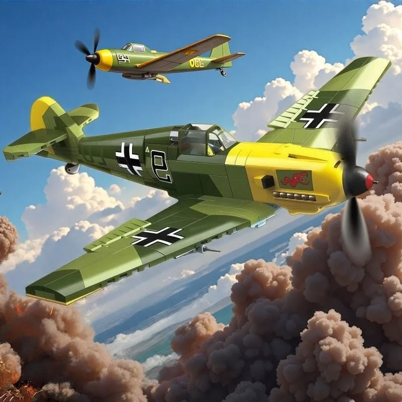 

Classic WWII Fighter Jet Building Blocks Kit, Historical Military Airplane Model, Creative Gift for History Enthusiasts