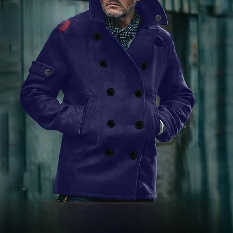 

Men's Autumn Winter Jaet Briti Faion Long Sle Pure Color with ket Flip Collar Slim Fit Daily Wear Chinese Origin