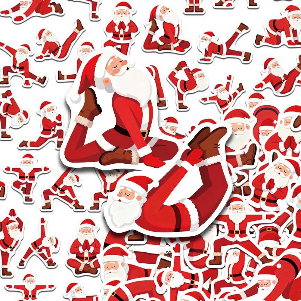10/30/50pcs Dessin Animé Yoga Père Noël Autocollants Drôle Graffiti Autocollants Jouet BRICOLAGE Planche À Roulettes Téléphone Ordinateur Portable Cool Autocollant Étanche Pack