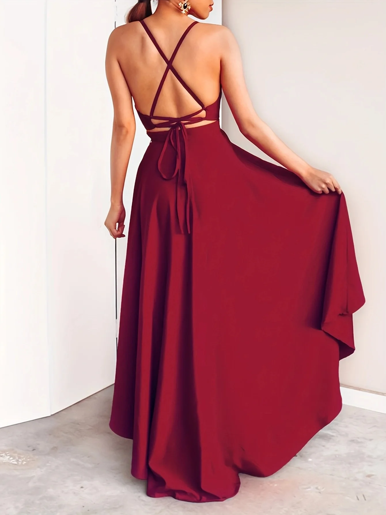 New 2024 Elegant Strapless Satin Evening Dress Sexy Front Long Back Short Simple Plain Satin Formal Half Lady Evening Dress