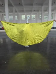 1 adult golden wing stage performance dance prop suitable for holiday gifts, event parties (comes with 2 telescopic sticks)
