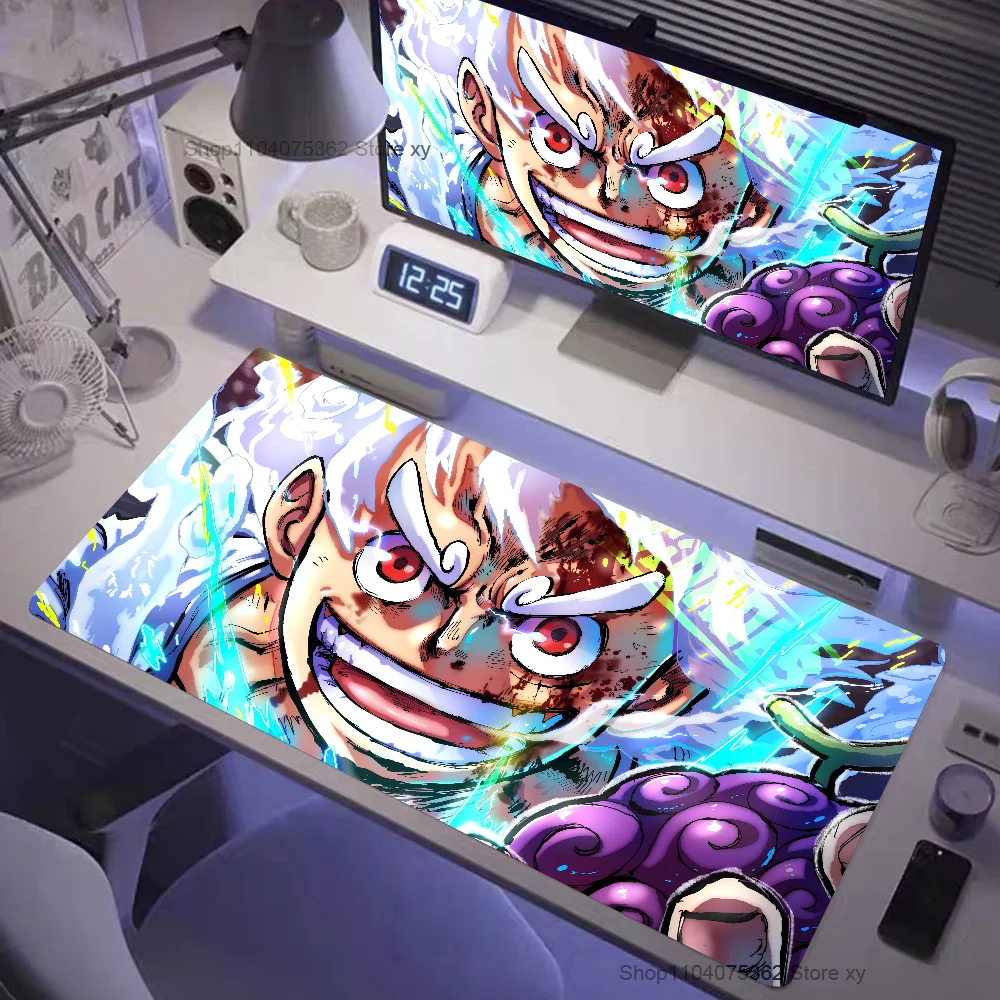 Anime One Piece Monkey D. Luffy Gear5 Mousepad Large Keyboard Desk Mat Gaming Mouse Pad LockEdge Edge Non-slip Mat