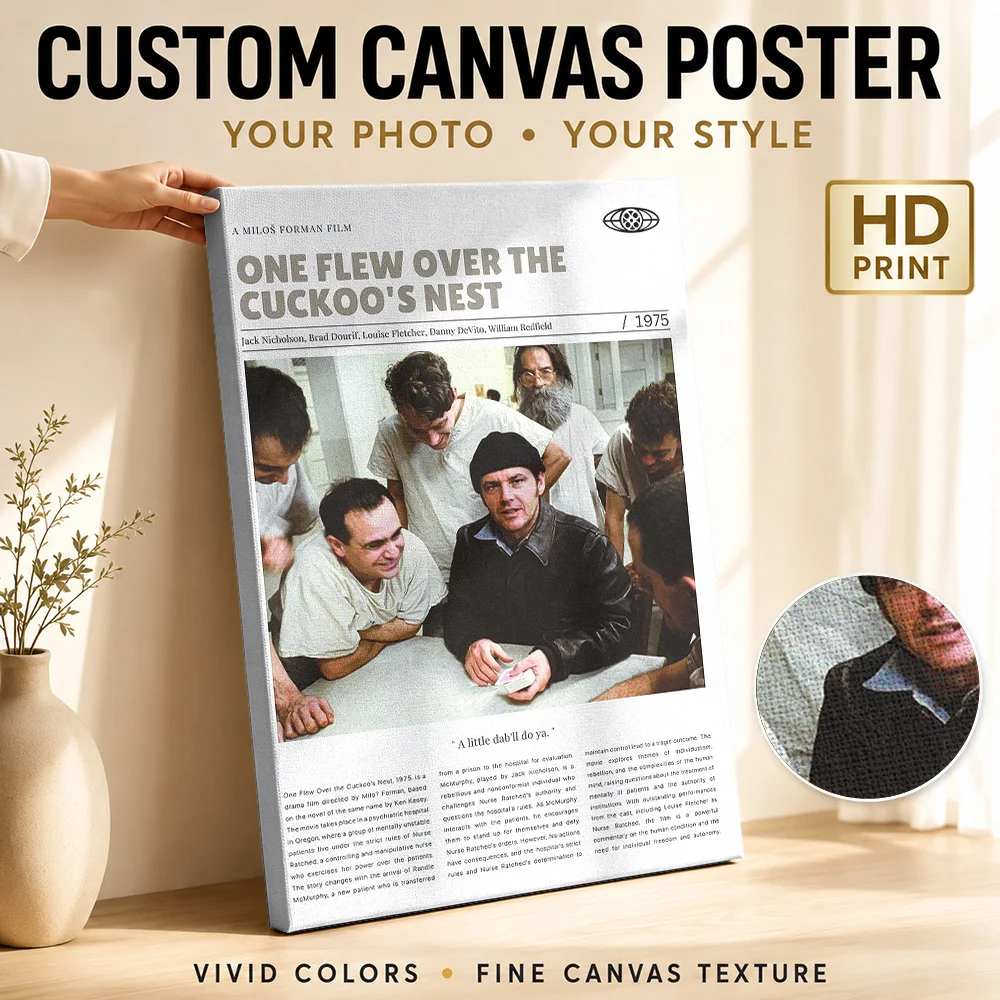 One Flew Over the Cuckoo's Nest Movie Canvas Print Poster Customized Photo Vintage Movie Wall Paintings Decoration for Bedroom