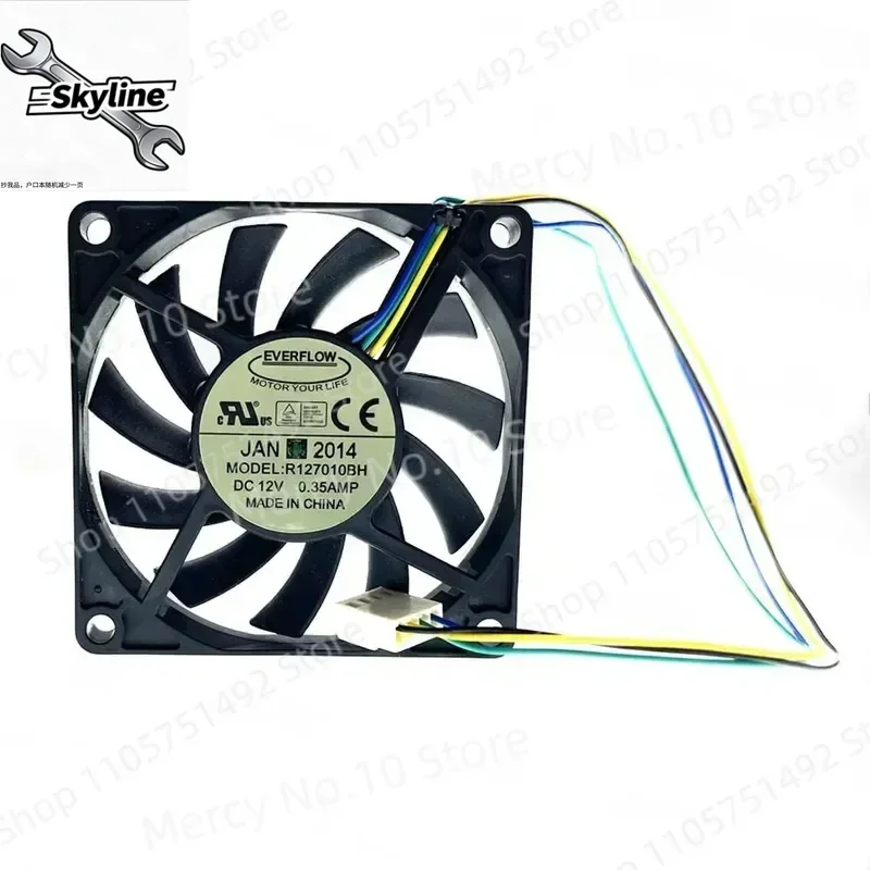 for R127010BH New Everflow 70mm 7cm 10mm Slim Dual Ball Bearing 70X70X10mm 0.35A 4200RPM 25CFM 40dBA 4P 4-Pin PWM Cooling