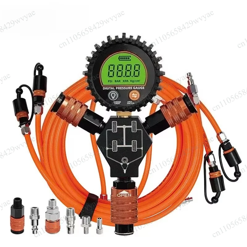 4-Tire Inflation Deflation System, Rapid High Flow Air Up Down Kit with Digital Pressure Gauge