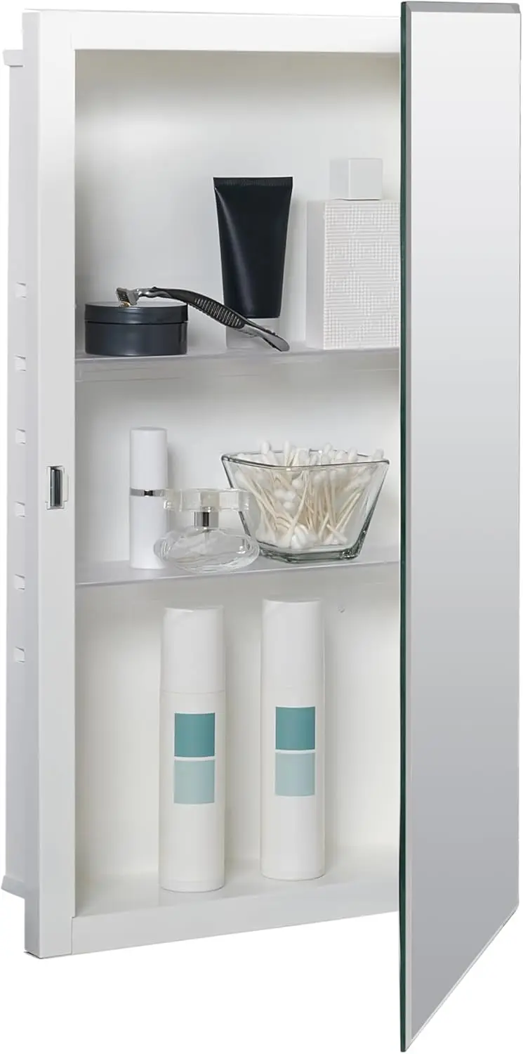 Home Medicine Cabinet with Mirror, Frameless Bathroom Wall Cabinet, Easy Recessed or Surface Mount Installation, Steel Bod