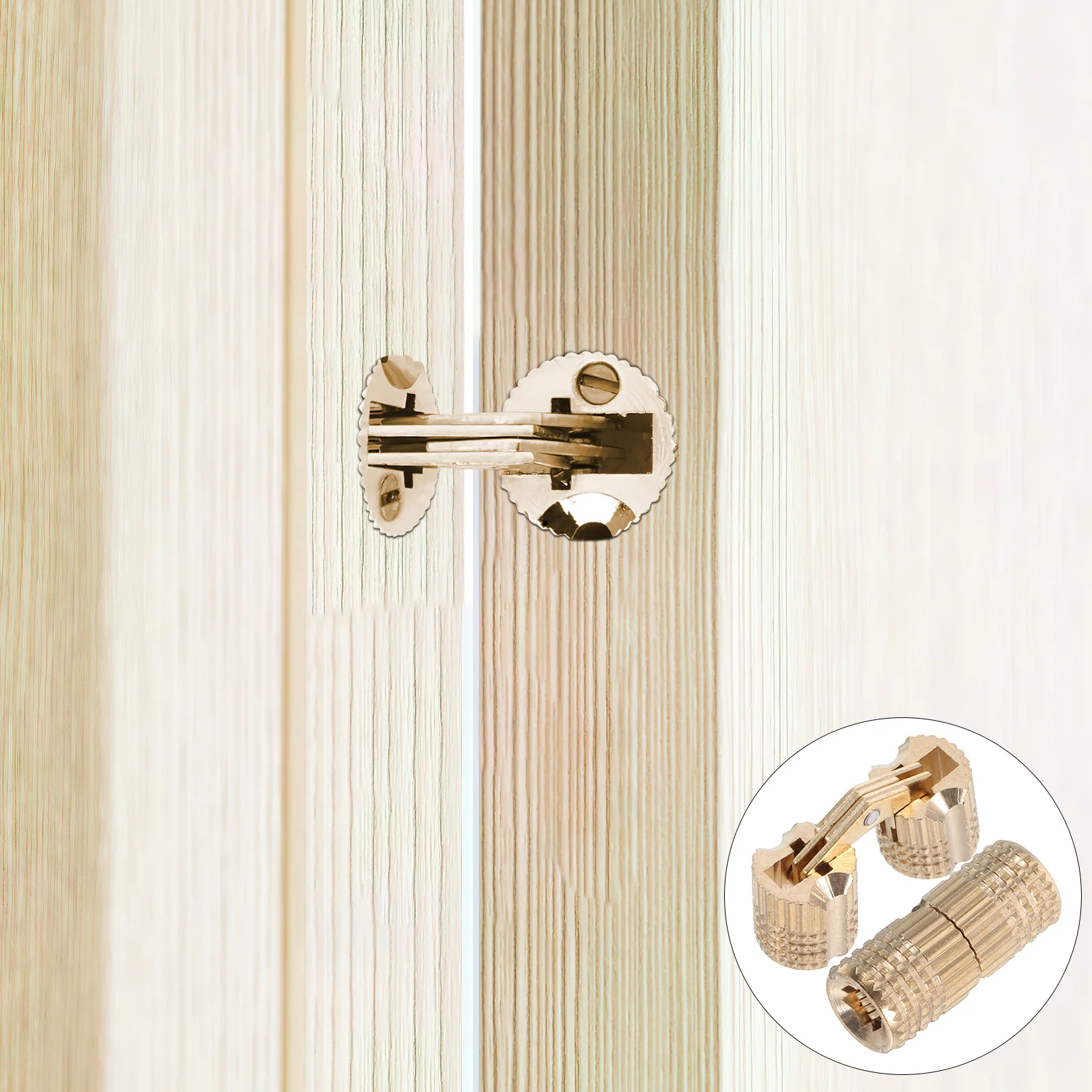

2Pcs Brass Barrel Concealed Hinges Invisible Hidden Silent Smooth Cabinet Door Hinge for Jewelry Keepsake Pencil Music Boxes