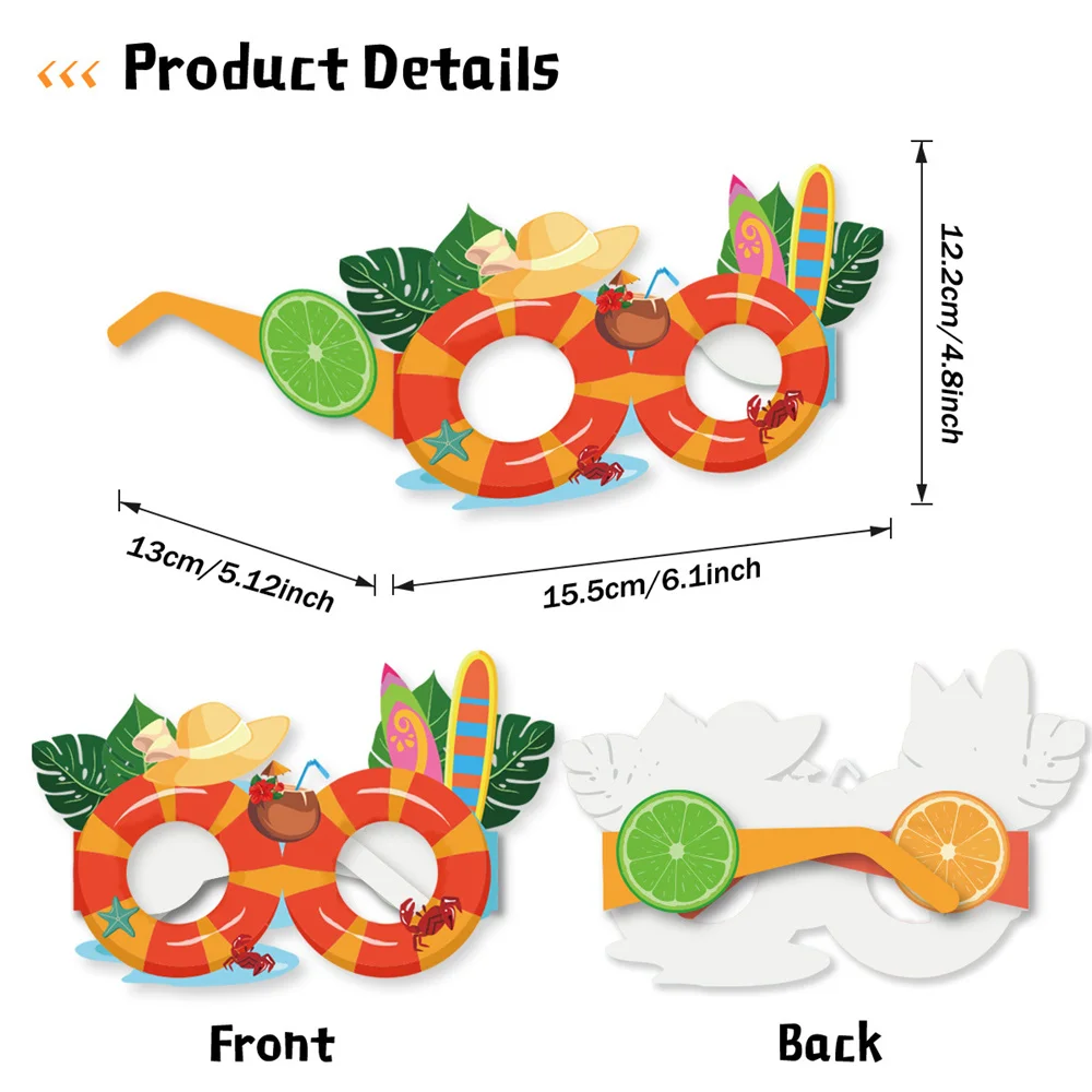 8 шт., гавайский реквизит для фото, очки, гавайский фламинго, ананас, забавные очки, летняя пляжная вечеринка, тропические праздничные принадлежности