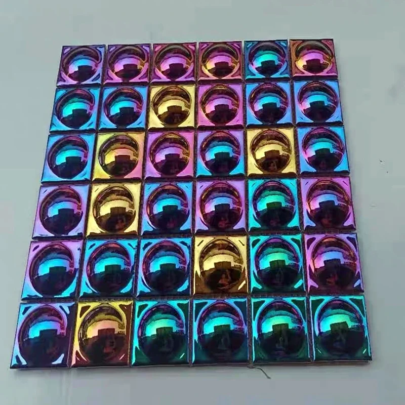

3D Cap Rainbow Plated Ceramic Mosaic Tile, Creative DIY KTV Bar Restaurant Reception Counter Wall Decoration Tiles