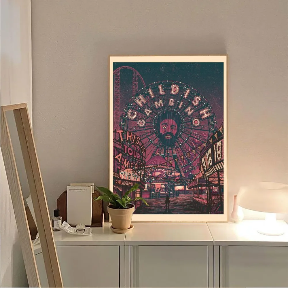 Childable gambino Singer Poster decorativo in tela No Framed Kraft Club Bar Paper Vintage Wall Painting Bedroom Study Stickers