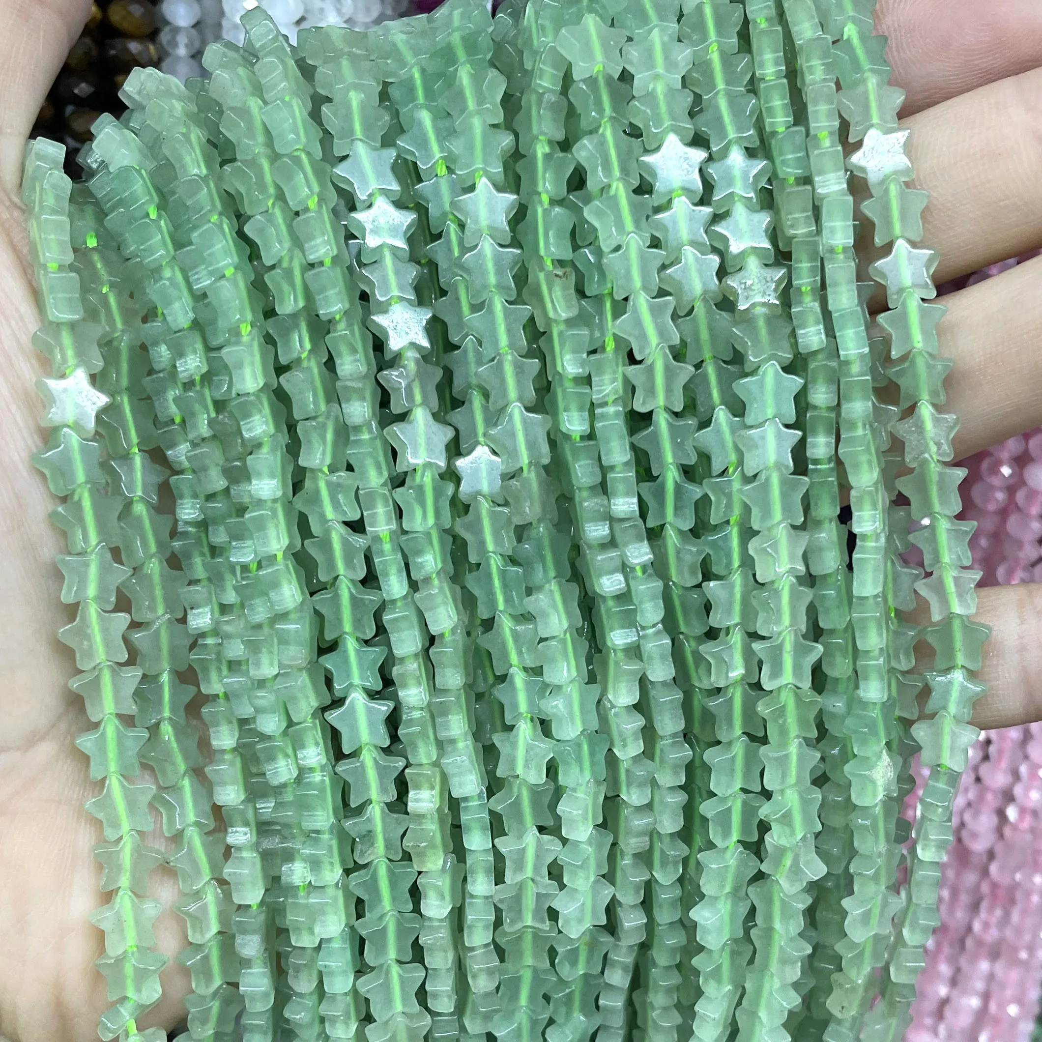 6MM Natural Star Shape Agates Quartz Amazonite Jades Aventurine Loose Spacer Beads For Jewelry Making DIY Bracelet Necklace