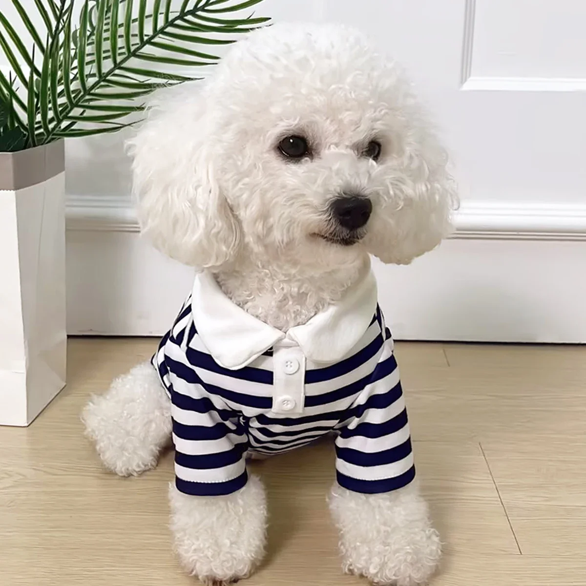 Dog Clothes Teddy York Shire Polo Shirt Summer Dress Striped Pet T-Shirt Dog Costume Soft Pullover Suit for Dog Puppy