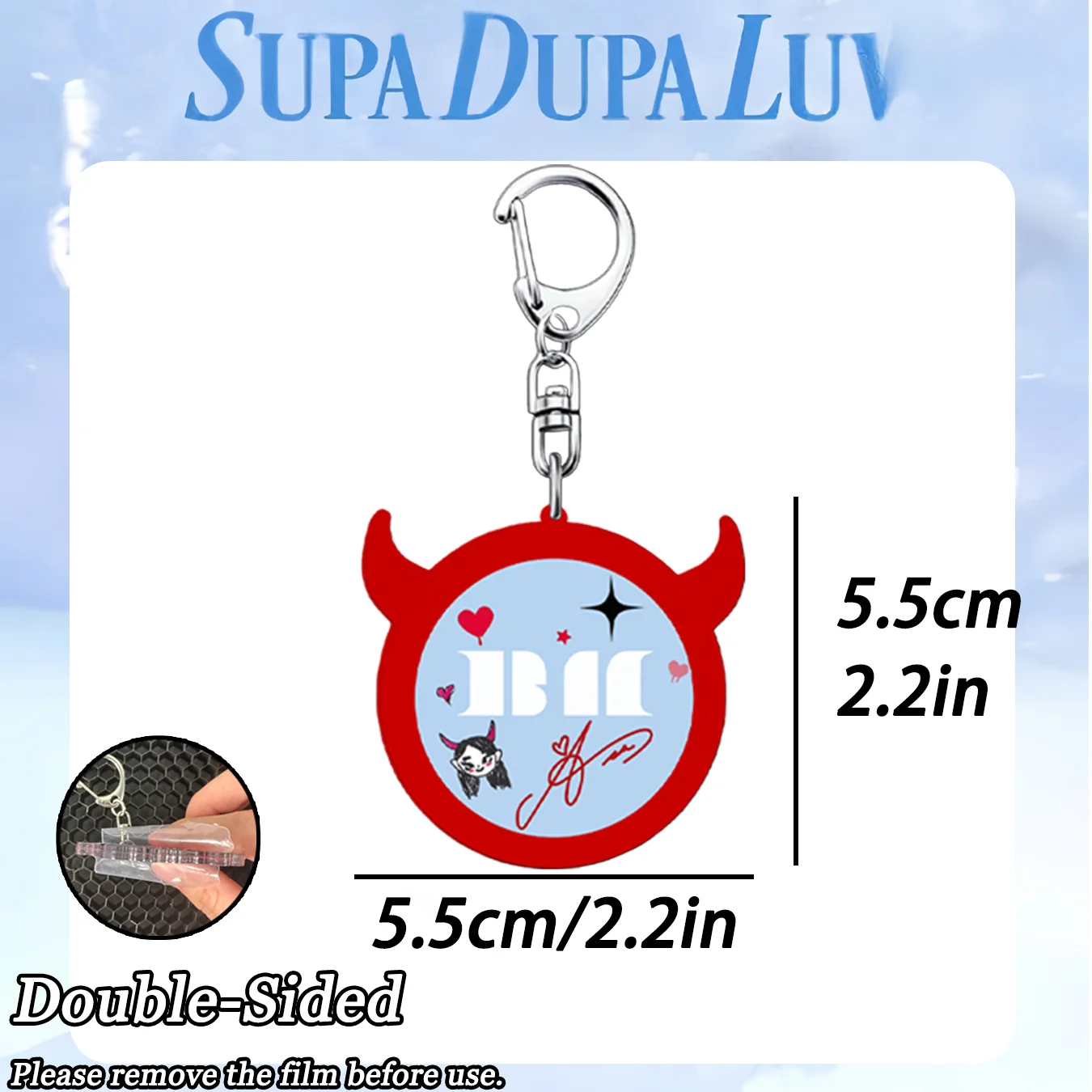 Baby-Monster Keychain，Supa Dupa Luv Keychain，Monstiez Merch Goods，Ahyeon，Rora，Ruka，Chiquita，Asa，Pharita，Red and Blue Keychain，Bag Pendant，Car Pendant，Birthday Gift