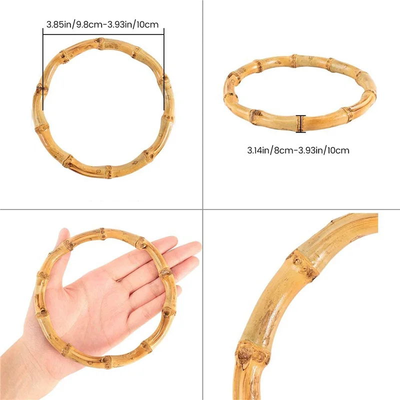 

FX-12Pcs Wooden Round Bamboo Bag Handle Replacements Handmade Bag Purse Making Handles For Handbag Crafting