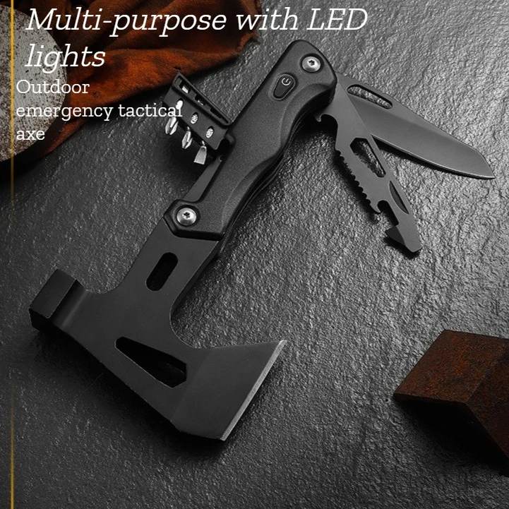 

2026 New Multi-functional Axe for Outdoor Survival Safety Hammer with LED Light High-quality Hand Tool