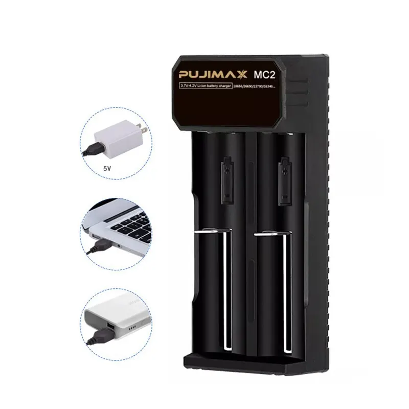 PUJIMAX 4 Slots 18650 Battery Charger 3.7/4.2V Series Lithium Battery Charging For 18350 14500 26500 22650 Fast Charging Adapter