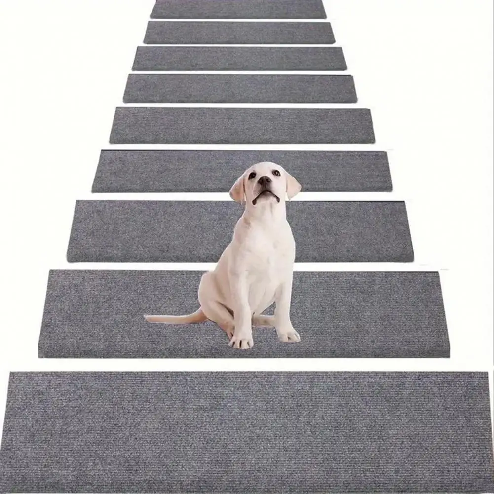 Stair Cover Non slip Self Adhesive Stair Mat Set Washable Wear resistant Step Rug with Contrast for Safety for Wood