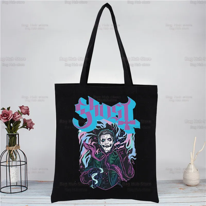 Ghost Band Heavy Metal Music Band Prevalent Shopping Canvas Bag Female Girl Tote Eco Harajuku Shopper Shoulder Bags,Drop Ship