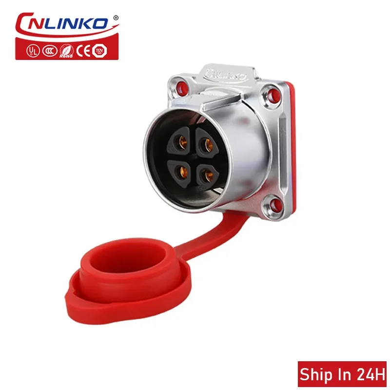 Cnlinko LP24 M24 Waterproof 3/4pin Connector Quick Disconnect Plug Socket 25A Power Connector for Stage Landscape Lighting