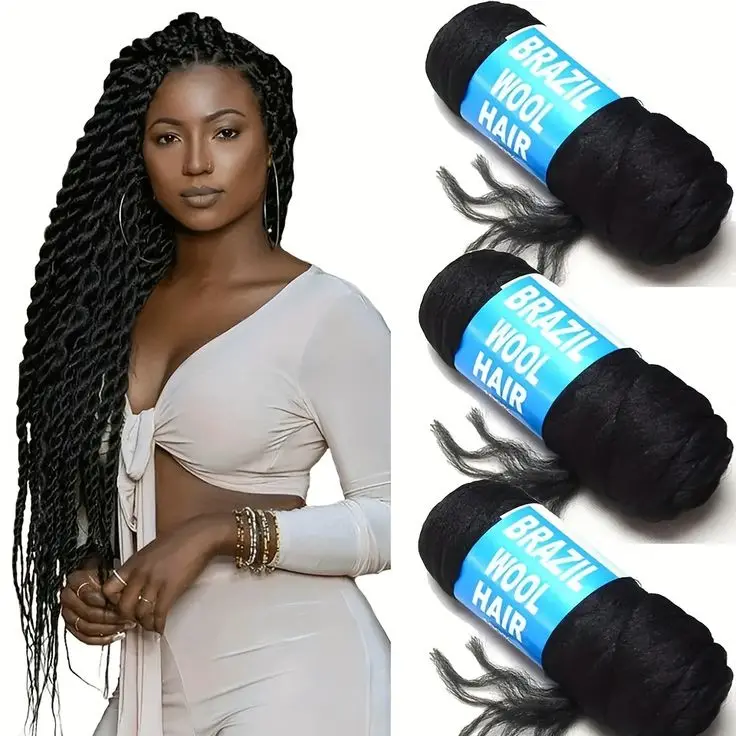 12pcs Brazil Wool Synthetic Hair for African Hair Braiding for hair Making Artificial Low Temprature Yaki Straight Hair Exte