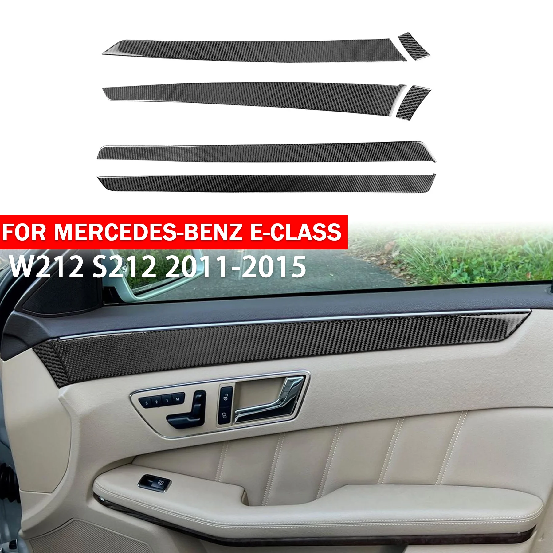 

Soft Carbon Fiber Car Interior Door Panel Cover Decorative Strip Accessories Sticker FOR Mercedes-Benz E-Class W212 2011-2015