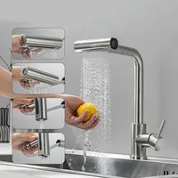 Stainless Steel Sink Vegetable Washing Basin Kitchen Faucet Pull-out Multi-functional 4 Modes Mixer Tap Kitchen Waterfall Faucet