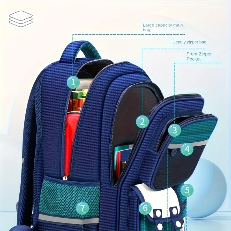 Astronaut Cartoon Backpack Grades 3-6 Large Capacity Schoolbag Outdoor Waterproof School Bag Starryscky Student Backpack Mohilas