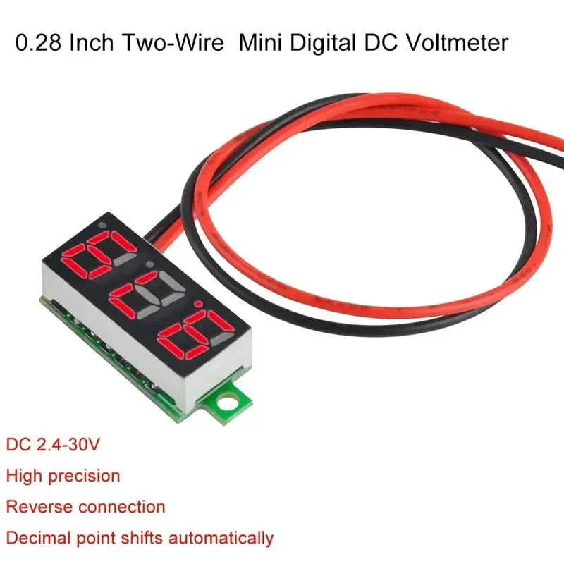 【セール中】0 28インチDC LEDデジタル電圧計0 100V電圧計自動車モバイル電源電圧テスター検出器12V赤緑青黄