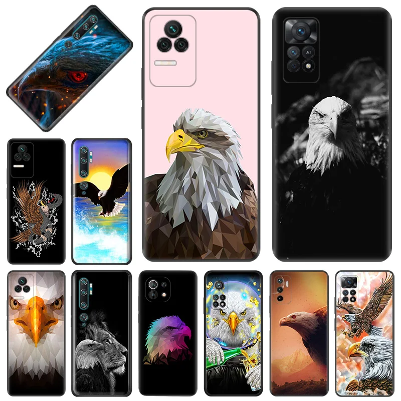 Phone Case for Redmi Note11 Pro 10S 11S 10A 10C Xiaomi 11T 10T Note 10 11 Lite Fashion Eagle Animal Soft Black Anti-Drop Cover